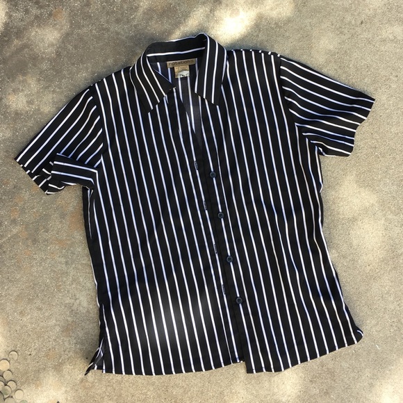 Striped black & white button up