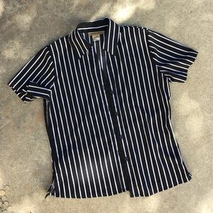 Striped black & white button up
