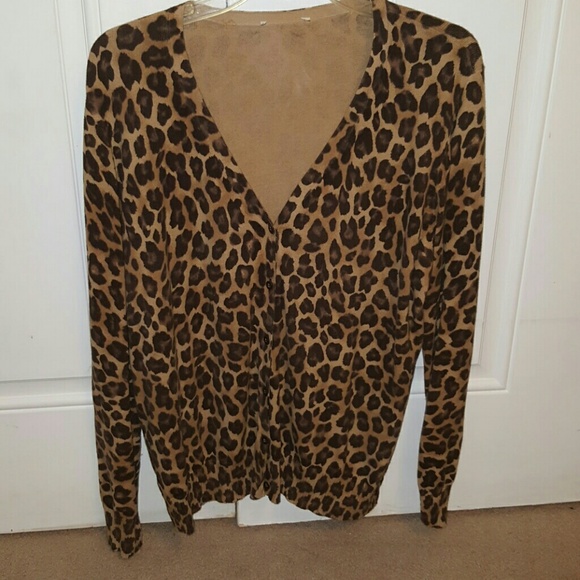 Cheetah print cardigan.