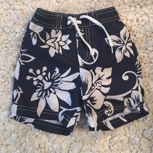 Boys Hawaiian print swim trunks