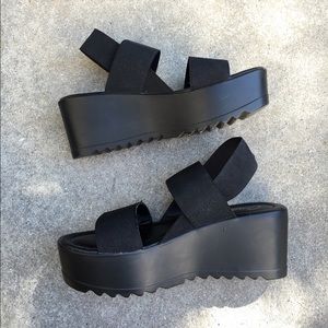 Black platform sandals