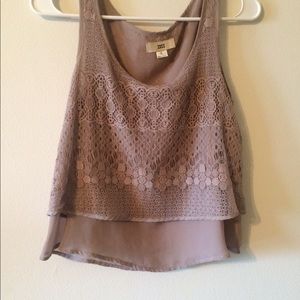 Taupe layered crop tank
