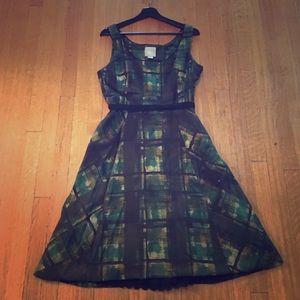 Green Anthropologie dress - great for fall