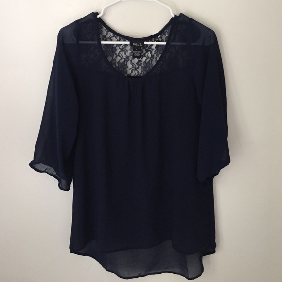 Navy Sheer Blouse