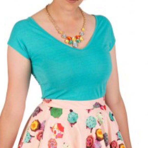Turquoise V-Neck Tee XL (marked 2XL)