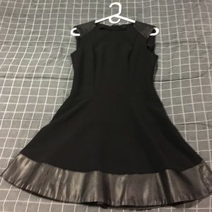 H&M black Dress w Faux Leather Trim