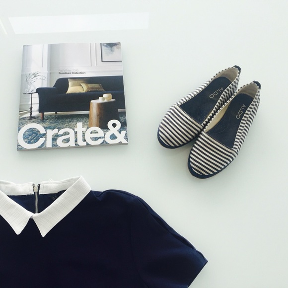 Zara navy a-line dress with white collar