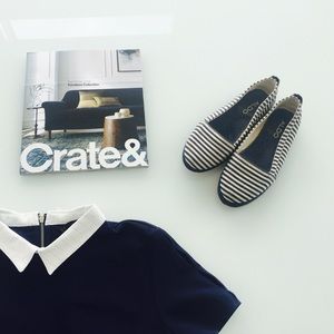 Zara navy a-line dress with white collar