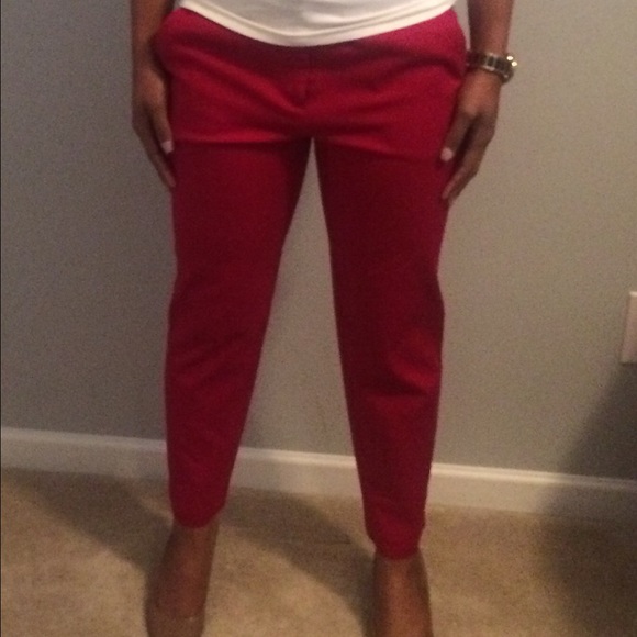Red Straight Leg Skinny Pants - Size 6