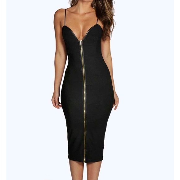Zip front body con dress