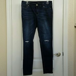 White House Black Market Dark Distressed Skinnies