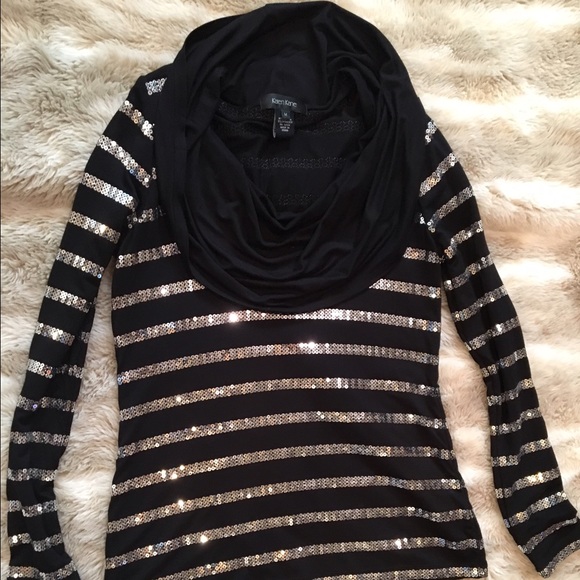 Karen Kane Cowl Neck Sequin Blouse-Medium - Picture 1 of 4