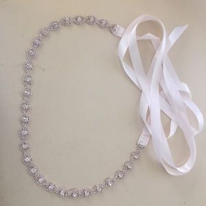 Rose gold dress sash/belt w rhinestone