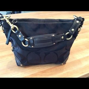 Black fabric and leather Coach shoulder bag