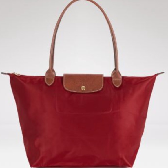 Red large longchamp tote