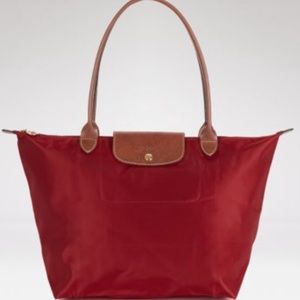 Red large longchamp tote