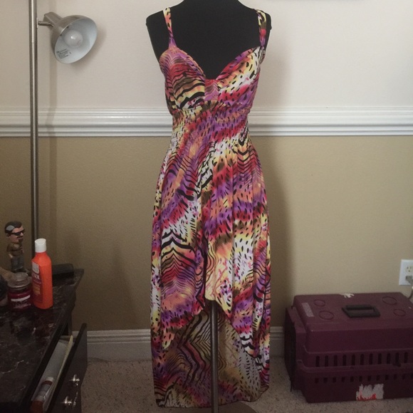 animal print spaghetti strap v-neck hem dress
