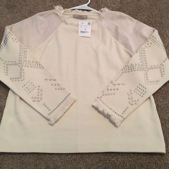 NWT Zara Suede/Embellished top