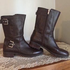 Brown leather boots