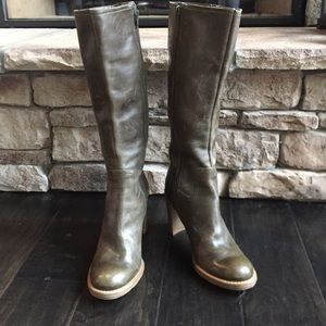 Gianni Bini Olive Leather Knee Boots