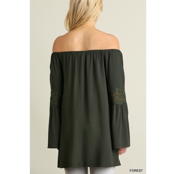 Off shoulder bell sleeve tunic with lace detail - Picture 2 of 4