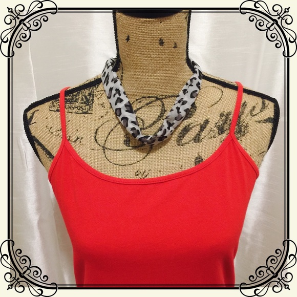 White and black leopard print scarf necklace NWT! - Picture 1 of 2