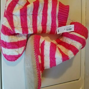Hot pink and white candy striped SLIPPERS