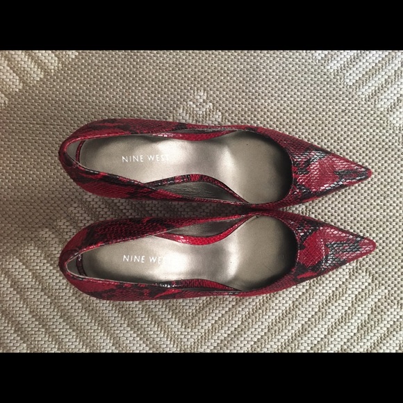Nine West - Red Snake Skin Heels - Picture 1 of 4
