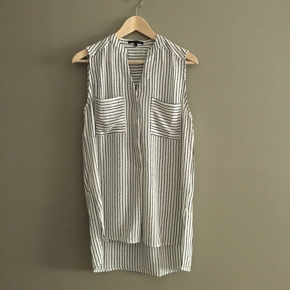Sleeveless pin-stripe tunic