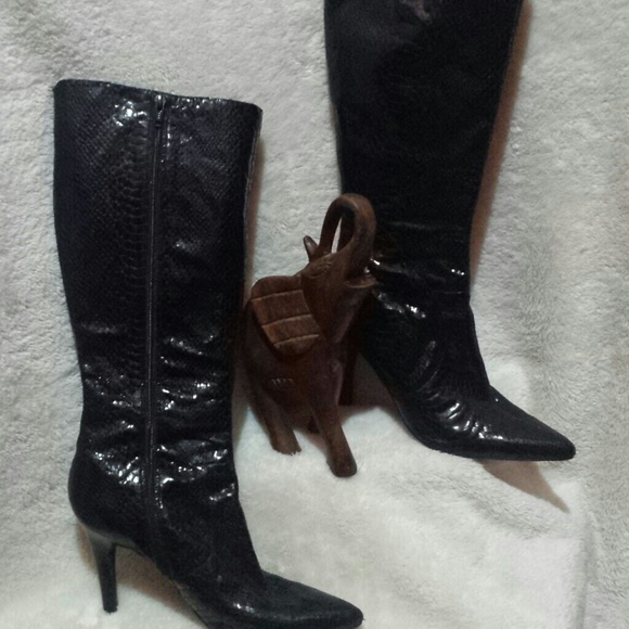 Wide Calf Snakeskin Boots size 10