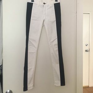 Rag & bone white jeans with black side stripe