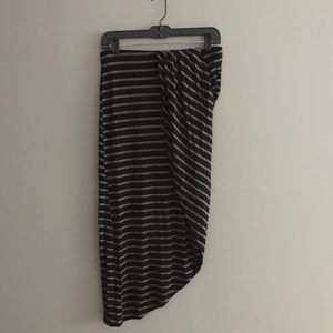 Striped asymmetrical skirt