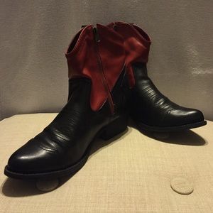 Black/Red cowboy bootie
