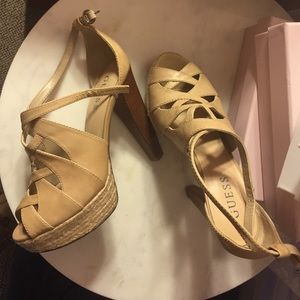 Guess high heel scrappy sandals espadrilles size 6