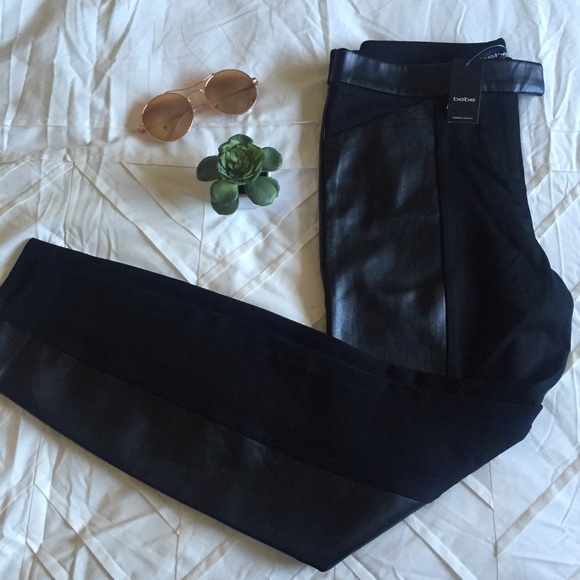 Black Bebe faux leather pants