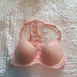 PINK Victoria's Secret Hibiscus Lace Cage Back Bra
