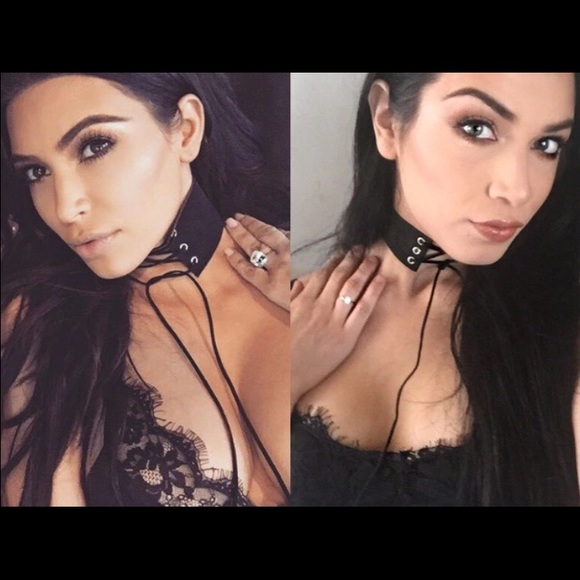 Sexy Black Lace Up Choker with Free Choker