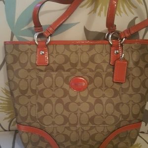 Coach Brown & Orange Tote