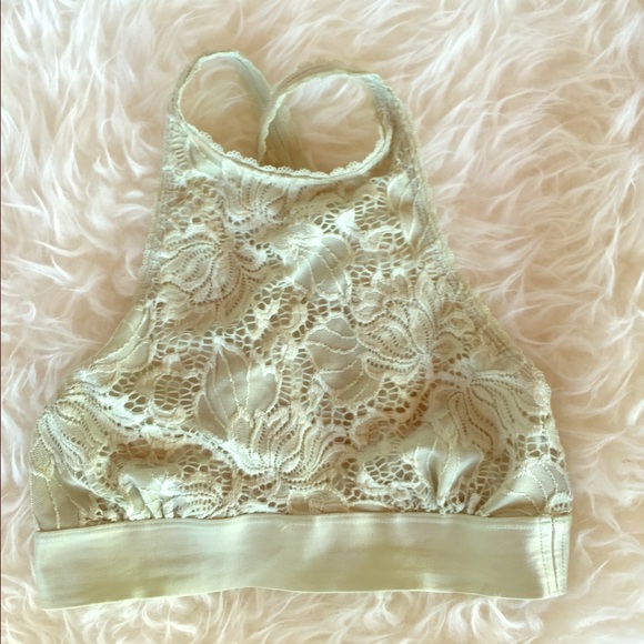 Mint green lace high neck bralette XS