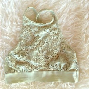 Mint green lace high neck bralette XS