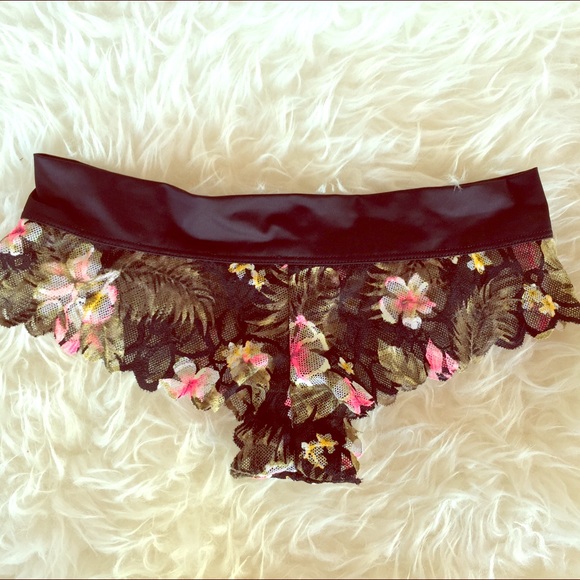 VS pink tropical lace cheekster panty S