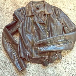 Light weight Moto jacket with zippers and buckle