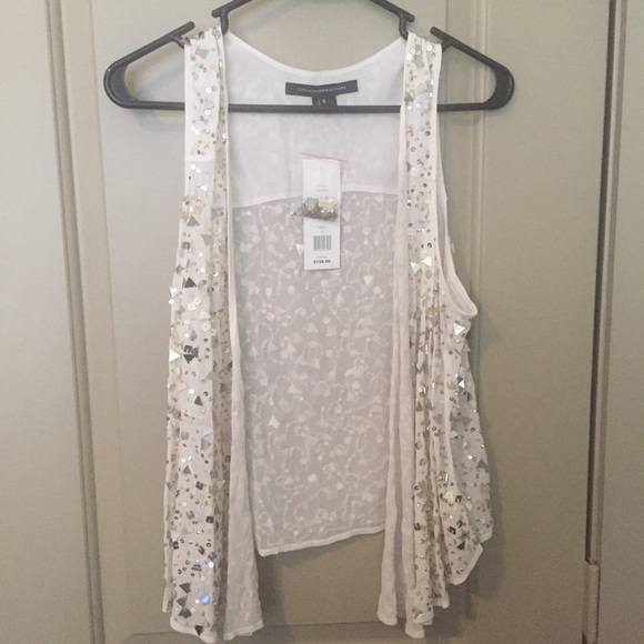 NWT French Connection white sequin vest size 8.