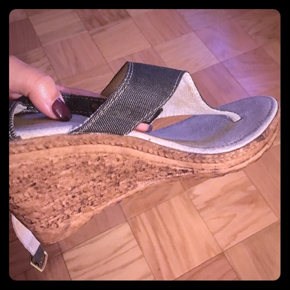 Denim wedge sandals