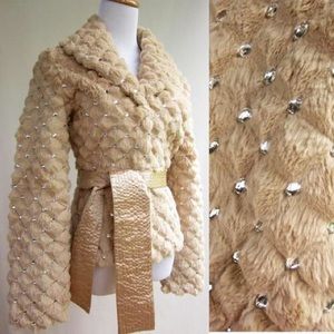 Rabbit Fur Jacket With Crystals