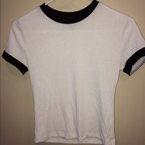 FOREVER 21 White Ringer Tee