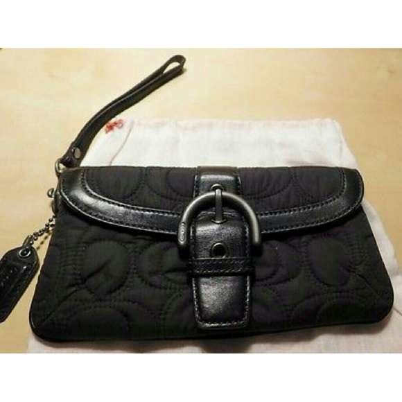 Coach Soho Black Quilted Signature Wristlet