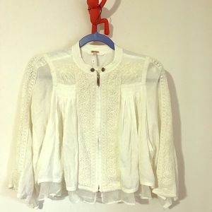 Free people white swing lace jacket size XS
