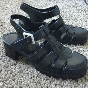 Black heeled sandals