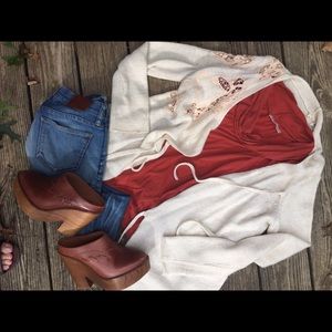 Anthropologie "velvet" cowl neck comfy fall top